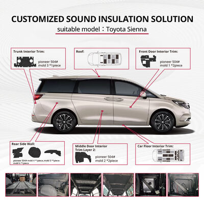 Buon prezzo Kit di isolamento acustico Toyota Sienna / Isolamento acustico su misura / Parti per la riduzione del rumore all'interno del veicolo / Soluzione di silenziamento della cabina Toyota Sienna / fabbrica di isolamento delle porte/pavimenti/tetto Toyota Sienna in linea